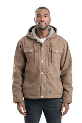 Berne Men's Vintage Washed Duck Sherpa-Lined Hooded Jacket