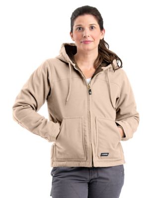 Berne Women's Sanded Duck Sherpa-Lined Hooded Jacket
