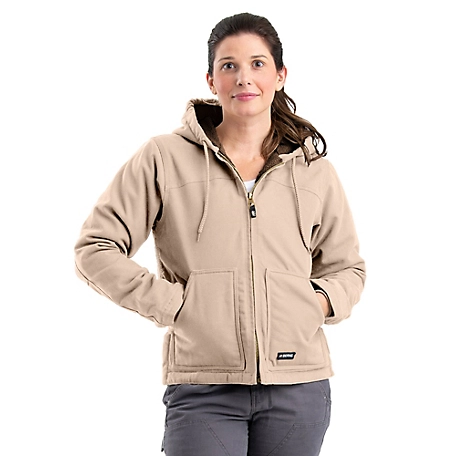 Berne Women's Sanded Duck Sherpa-Lined Hooded Jacket