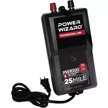 Power Wizard 1 Joule 25 Mile Plug-In Electric Fence Energizer 1 to 100 Acres Electric Fence Chargers