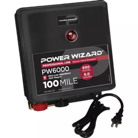 Power Wizard 6 Joule 600 Acre Plug-In Electric Fence Energizer Electric Fence Wire & Tape