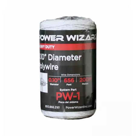 Power Wizard 656 ft Polywire Electric Fence Wire 0.0.1 in Diameter Electric Fence Wire & Tape