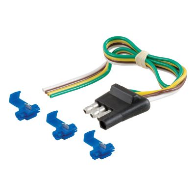 CURT 4-Way Flat Connector Plug with 12 in. Wires and Hardware (Trailer Side, Packaged), 58033