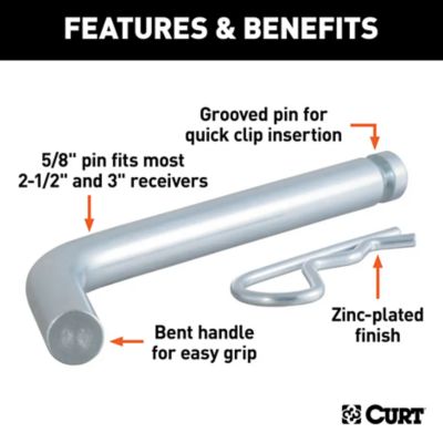 Image showing  Heavy-Duty 5/8 in. Hitch Pin with Groove (2-1/2 in. or 3 in. Receiver, Zinc), 21507