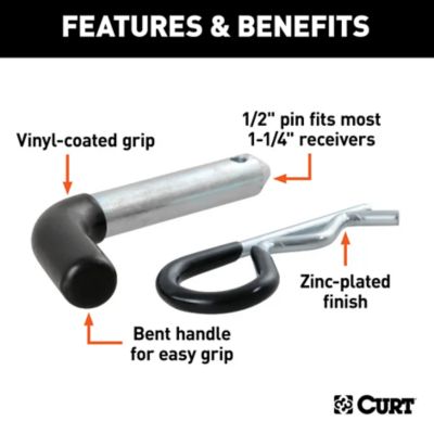 Image showing  1/2 in. Hitch Pin (1-1/4 in. Receiver, Zinc with Rubber Grip), 21410