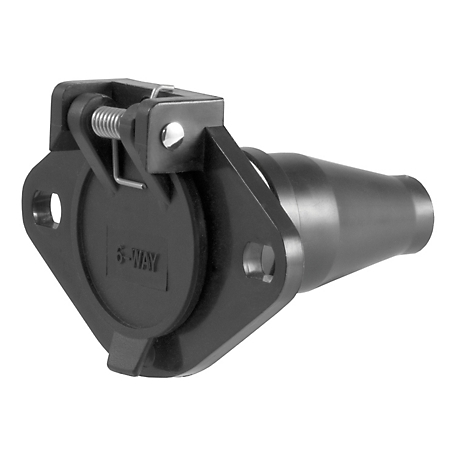 CURT 6-Way Round Connector Socket (Vehicle Side, Black Plastic), 58130
