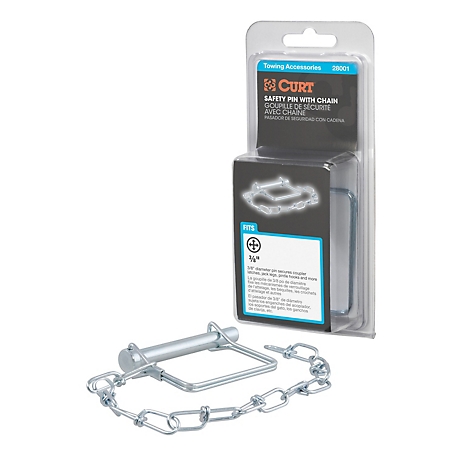 CURT 3/8 in. Safety Pin with 12 in. Chain (2-3/4 in. Pin Length, Packaged), 28001