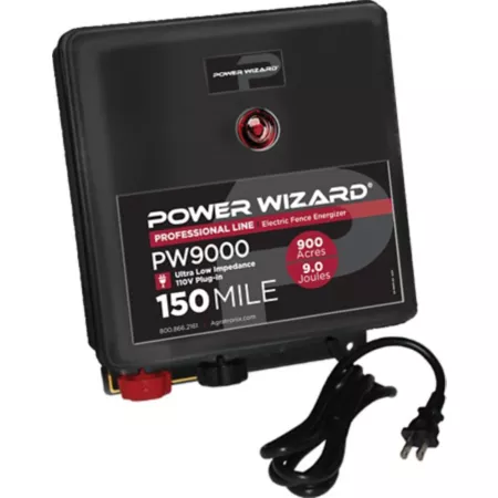 Power Wizard 9 Joule 150 Mile 900 Acre Plug-In Electric Fence Energizer Electric Fence Chargers