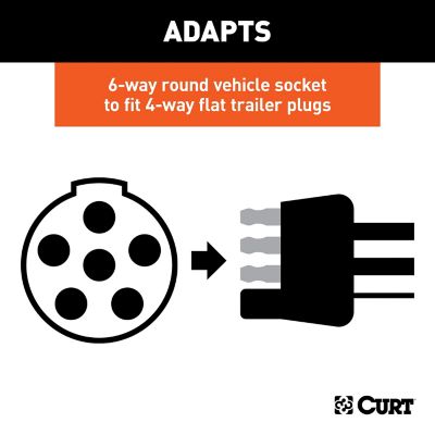 Image showing  Electrical Adapter (6-Way Round Vehicle to 4-Way Flat Trailer), 57620