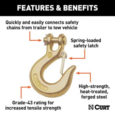 Image showing  1/4 in. Safety Latch Clevis Hook, 7,800 lb., 1/4 in. Pin