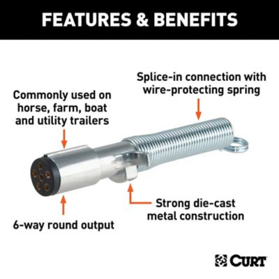 Image showing  6-Way Round Connector Plug with Spring (Trailer Side, Packaged), 58083