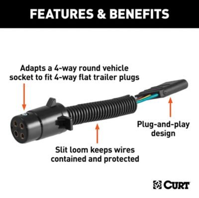 Image showing  Electrical Adapter (4-Way Round Vehicle to 4-Way Flat Trailer, Packaged), 57225