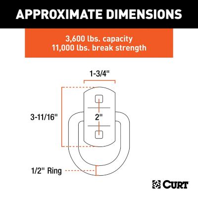 Image showing  3 in. x 3 in. Surface-Mounted Tie-Down D-Ring (3,600 lb., Yellow Zinc), 83740