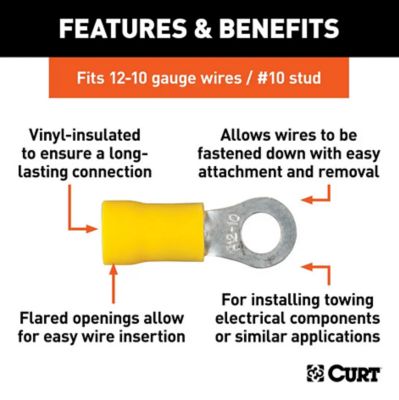 Image showing  Ring Terminals (12-10 Wire Gauge, #10 Stud Size, 100 Pack), 59531