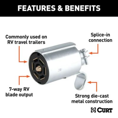 Image showing  7-Way RV Blade Connector Plug (Trailer Side, Diecast Metal), 58190