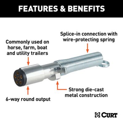 Image showing  6-Way Round Connector Plug with Spring (Trailer Side), 58082
