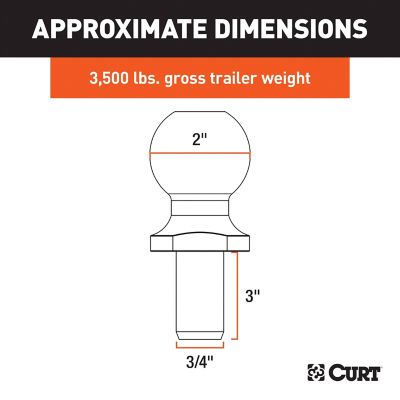 Image showing  2 in. Trailer Ball (3/4 in. x 3 in. Shank, 3,500 lb., Chrome, Packaged), 40073