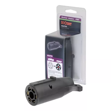 CURT Electrical Adapter (7-Way RV to 6-Turn Trailer Center Pin Brake Packaged) 57661 RV Electrical Adapters