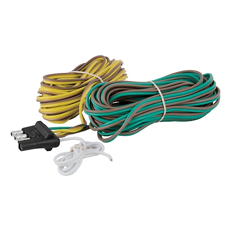 CURT 4-Way Flat Connector for Rewiring Trailer, Includes 20 ft. Wires (Packaged), 57220