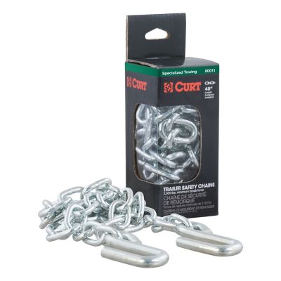 CURT 48 in. Safety Chain with 2 S-Hooks (2,000 lb., Clear Zinc, Packaged), 80011