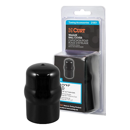 CURT Trailer Ball Cover (Fits 1-7/8 in. or 2 in. Balls, Black Rubber, Packaged), 21801