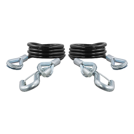 CURT 43-7/8 in. Safety Cables with 2 Snap Hooks (3,500 lb., Vinyl-Coated, 2 Pack), 80136