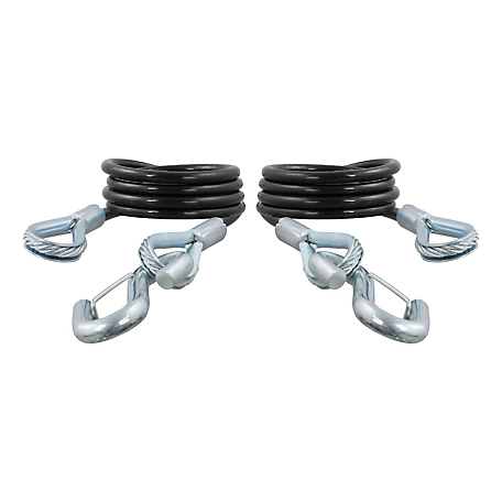 CURT 43-7/8 in. Safety Cables with 2 Snap Hooks (3,500 lb., Vinyl-Coated, 2 Pack), 80136