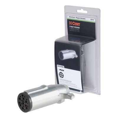 CURT 7-Way Round Connector Plug (Trailer Side, Packaged), 58161