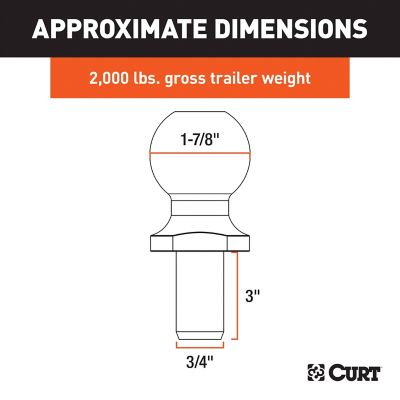 Image showing  1-7/8 in. Trailer Ball (3/4 in. x 3 in. Shank, 2,000 lb., Chrome, Packaged), 40071