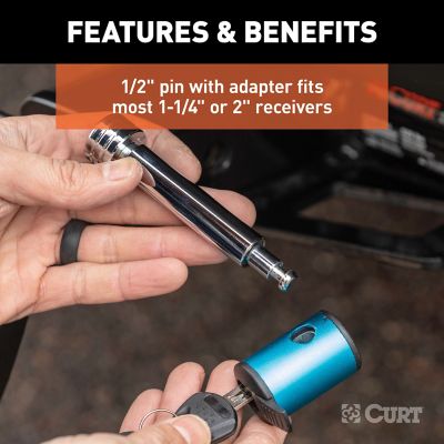 Image showing  1/2 in. Hitch Lock with 5/8 in. Adapter (1-1/4 in. or 2 in. Receiver, Right-Angle, Chrome), 23506