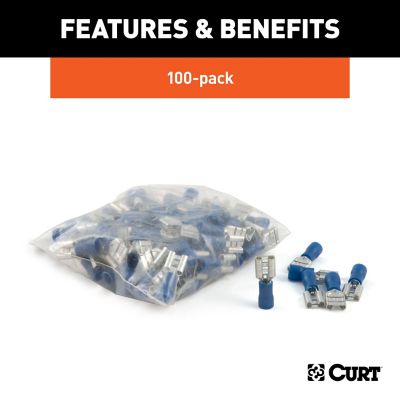 CURT Female Quick Connectors (16-14 Wire Gauge, 100 Pack), 59592