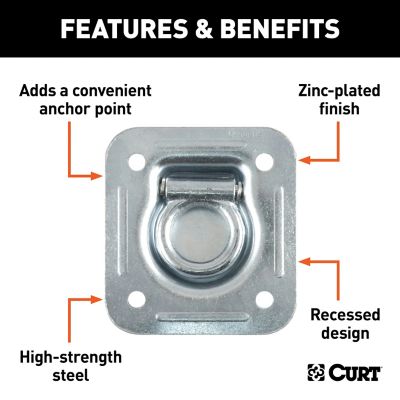Image showing  1-1/2 in. x 1-1/2 in. 5,000 lb. Capacity Recessed Tie-Down Ring, Clear Zinc
