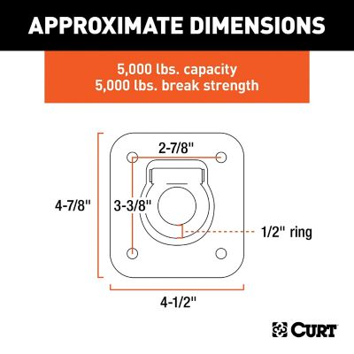 Image showing  1-1/2 in. x 1-1/2 in. 5,000 lb. Capacity Recessed Tie-Down Ring, Clear Zinc
