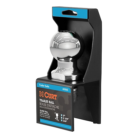 CURT 2 in. Trailer Ball (3/4 in. x 2-1/8 in. Shank, 3,500 lb., Chrome, Packaged), 40065