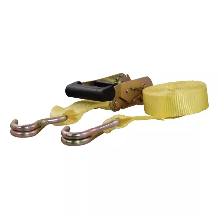 CURT 14 ft Yellow Cargo Strap with J-Hooks (1 667 lbs.) 83036 Ratchet Straps