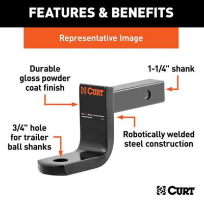 Image showing  1-1/4 in. Shank Class 2 Ball Mount, 3-1/4 in. Drop, 3,500 lb. Capacity, 6-1/4 in. L