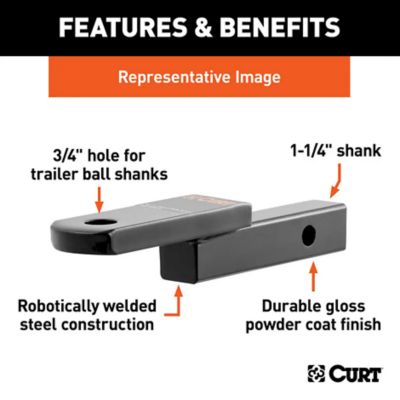Image showing  1-1/4 in. Shank Class 2 Ball Mount, 1-1/4 in. Drop, 3,500 lb. Capacity, 6-3/4 in. L