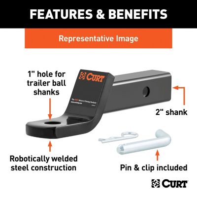 Image showing 3 th CURT 2 in. Shank Class 3 Ball Mount with Pin, 4 in. Drop, 7,500 lb. Capacity, 8-1/4 in. L, Packaged