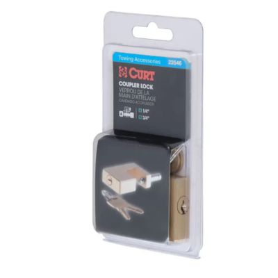 Image showing 2 th CURT Coupler Lock (1/4 in. Pin, 3/4 in. Latch Span, Padlock, Solid Brass)