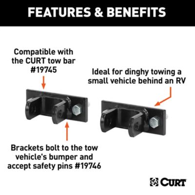 Image showing  Adjustable Tow Bar Bumper Brackets, 1/2 in. Pin Holes