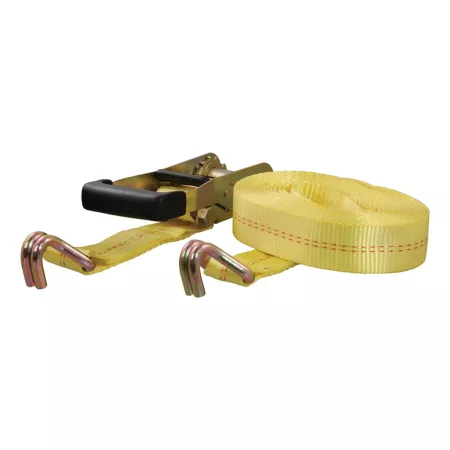 CURT 27 ft Yellow Cargo Strap with J-Hooks (3 333 lbs.) 83047 Ratchet Straps