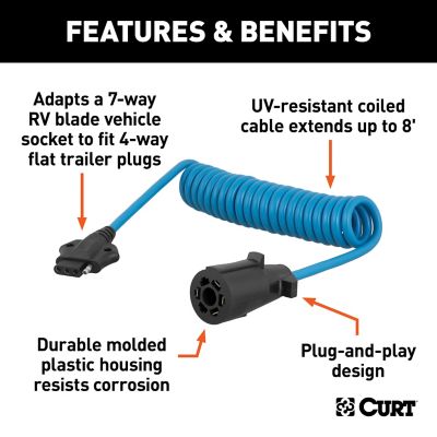 Image showing  8 ft. Electrical Adapter Harness (7-Way RV Blade Vehicle to 4-Way Flat Trailer)