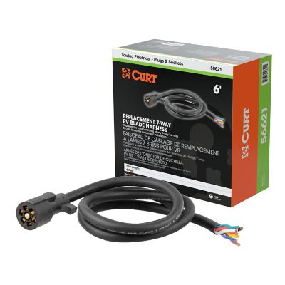 CURT Replacement 7-Way RV Blade with 6 ft. Wires (Trailer Side, Packaged), 56621