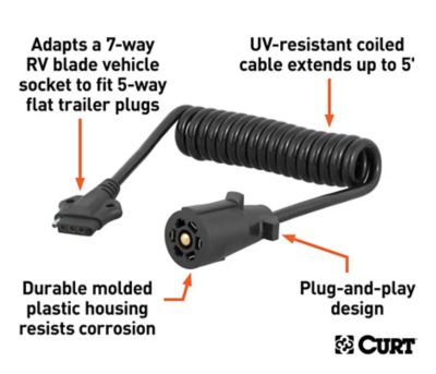 Image showing  5 ft. Electrical Adapter Harness (7-Way RV Blade Vehicle to 5-Way Flat Trailer), 57281