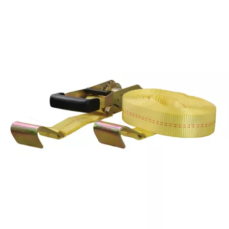 CURT 27' Cargo Strap with Flat Hooks 3 333 lbs Yellow Ratchet Straps