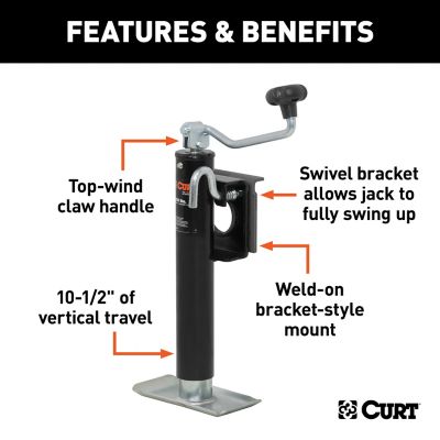 Image showing  Bracket-Mount Swivel Jack with Top Handle (2,000 lb., 10 in. Travel), 28300