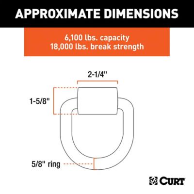 Image showing  3 in. x 3 in. 6,100 lb. Capacity Weld-On Tie-Down D-Ring, Raw Steel