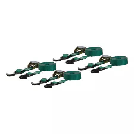 CURT 16 Feet Dark Green Cargo Straps with S-Hooks (300 lbs 4-Pack) 83016 Ratchet Straps