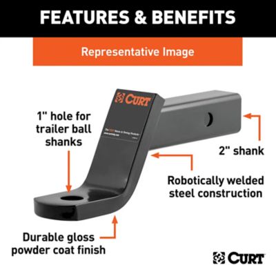 Image showing  2 in. Shank Class 3 Ball Mount, 2 in. Drop, 7,500 lb. Capacity, 10-1/4 in. L, 45040