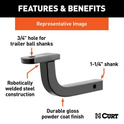 Image showing  1-1/4 in. Shank Class 1 Ball Mount, 2,000 lb. Capacity, 9-9/16 in. L
